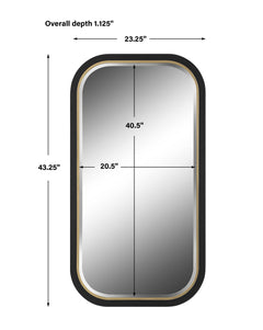 Nevaeh Black/Gold Curved Rectangle Mirror - Ornate Home