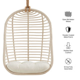 Neve Light Tan White Open Rib Weave Natural Rattan Hanging Chair
