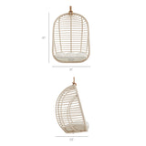 Neve Light Tan White Open Rib Weave Natural Rattan Hanging Chair