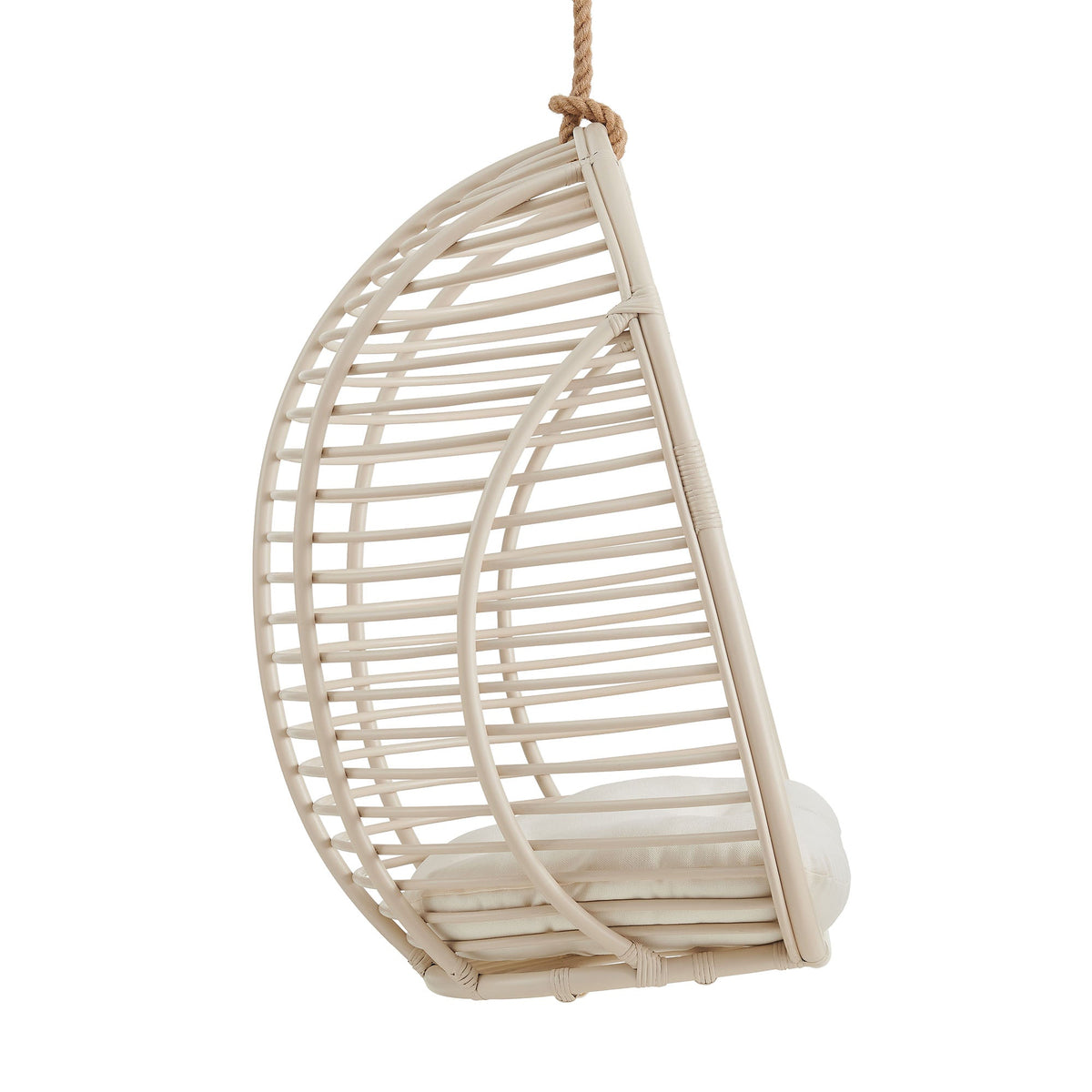 Neve Light Tan White Open Rib Weave Natural Rattan Hanging Chair