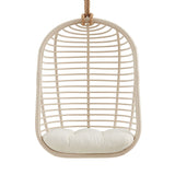 Neve Light Tan White Open Rib Weave Natural Rattan Hanging Chair