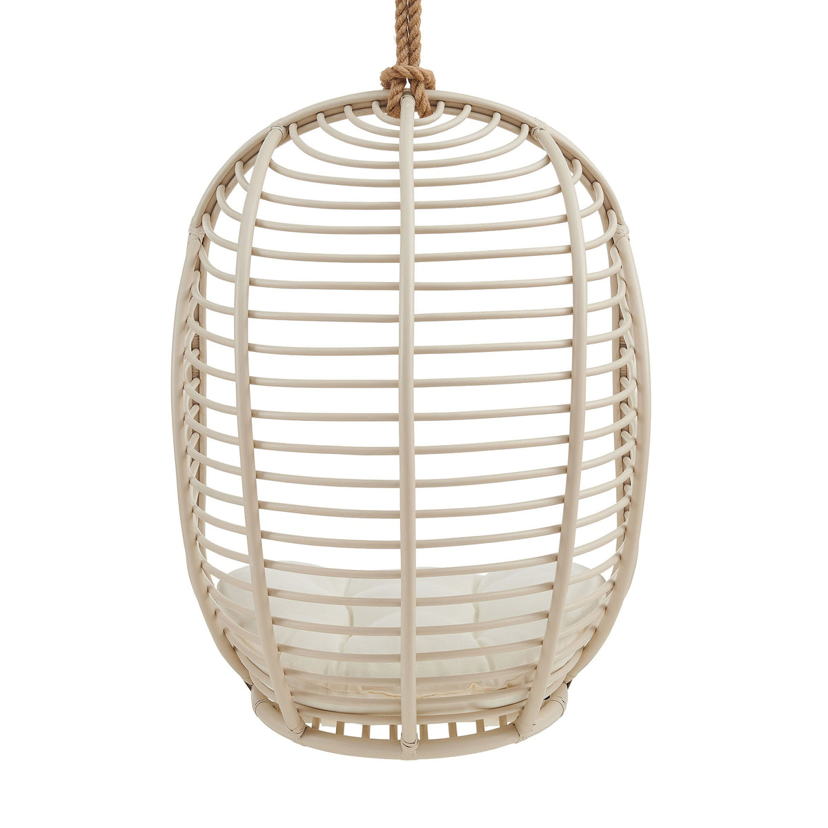 Neve Light Tan White Open Rib Weave Natural Rattan Hanging Chair