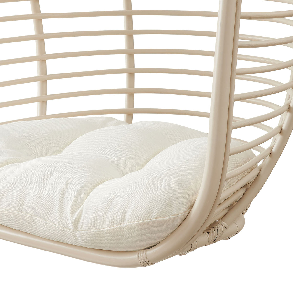 Neve Light Tan White Open Rib Weave Natural Rattan Hanging Chair