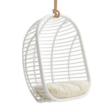 Neve White Light Beige Open Rib Weave Natural Rattan Hanging Chair