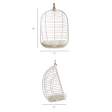 Neve White Light Beige Open Rib Weave Natural Rattan Hanging Chair