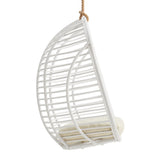 Neve White Light Beige Open Rib Weave Natural Rattan Hanging Chair