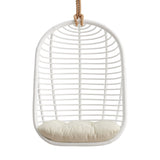 Neve White Light Beige Open Rib Weave Natural Rattan Hanging Chair