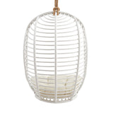 Neve White Light Beige Open Rib Weave Natural Rattan Hanging Chair