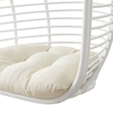 Neve White Light Beige Open Rib Weave Natural Rattan Hanging Chair