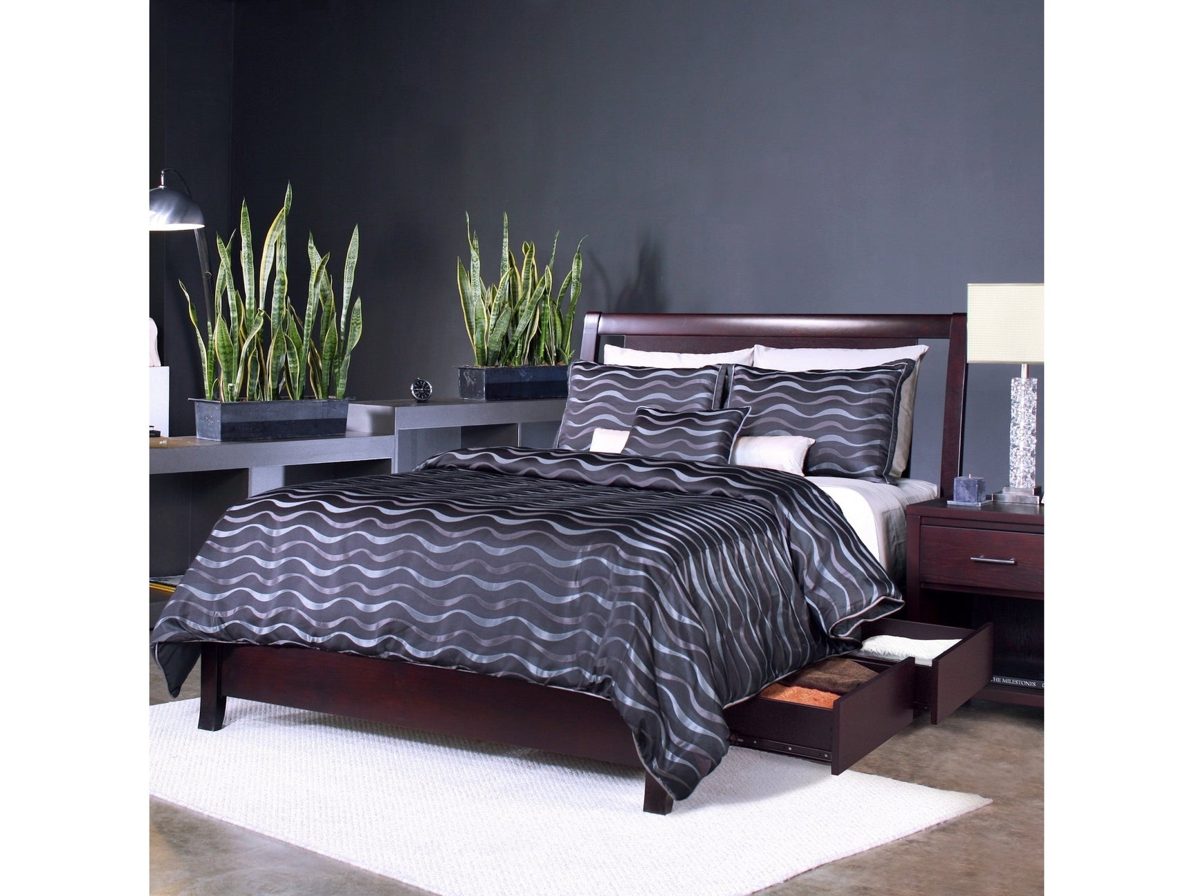 Nevis California King Low Profile Storage Bed in Espresso - Ornate Home
