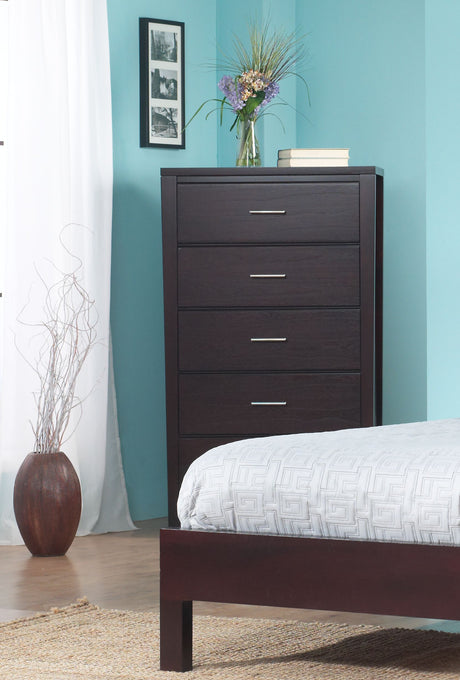 Nevis Five Drawer Chest in Espresso - Ornate Home