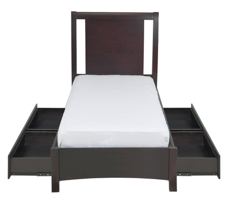 Nevis Queen Low Profile Storage Bed in Espresso - Ornate Home