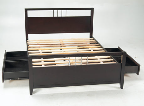 Nevis Queen Platform Storage Bed in Espresso - Ornate Home