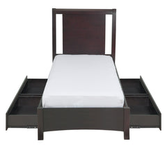 Nevis Twin Low Profile Storage Bed in Espresso - Ornate Home