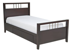 Nevis Twin Platform Storage Bed in Espresso - Ornate Home