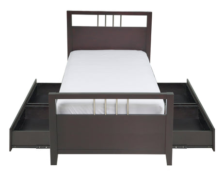 Nevis Twin Platform Storage Bed in Espresso - Ornate Home