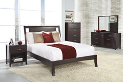 Nevis  Wood Queen Sleigh Bed in Espresso - Ornate Home