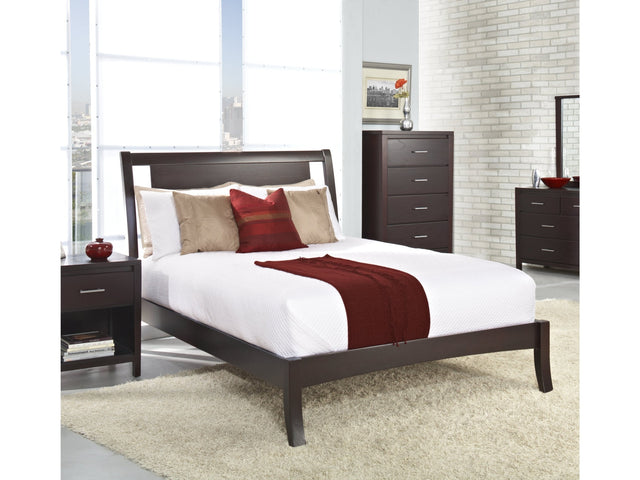 Nevis Wood Twin Sleigh Bed in Espresso - Ornate Home