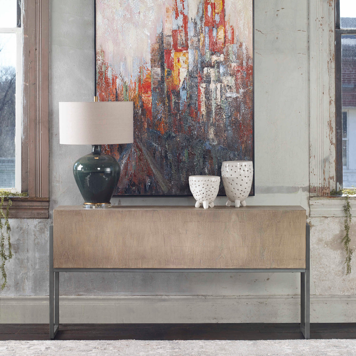 Nevis Woodtone Contemporary Console Table - Ornate Home