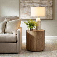 Nevis Woodtone Cylinder Side Table - Ornate Home