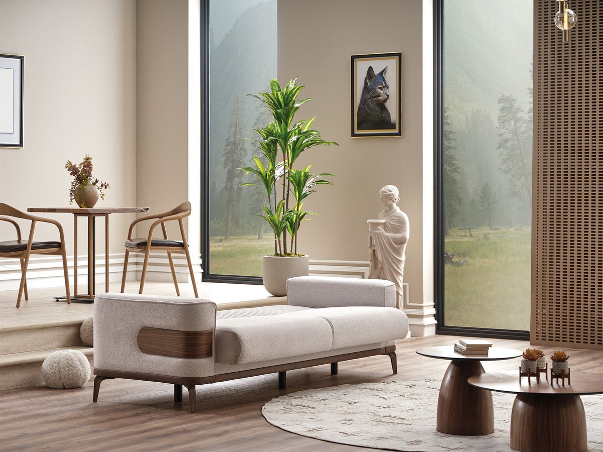 New Mood Cream 3-pieces (Sofa & Loveseat & Chair) Living Room Set - Ornate Home