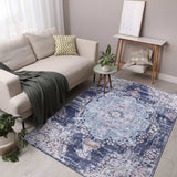 Rain Blue Modern Bohemian NonSlip Indoor Area Rugs - Ornate Home