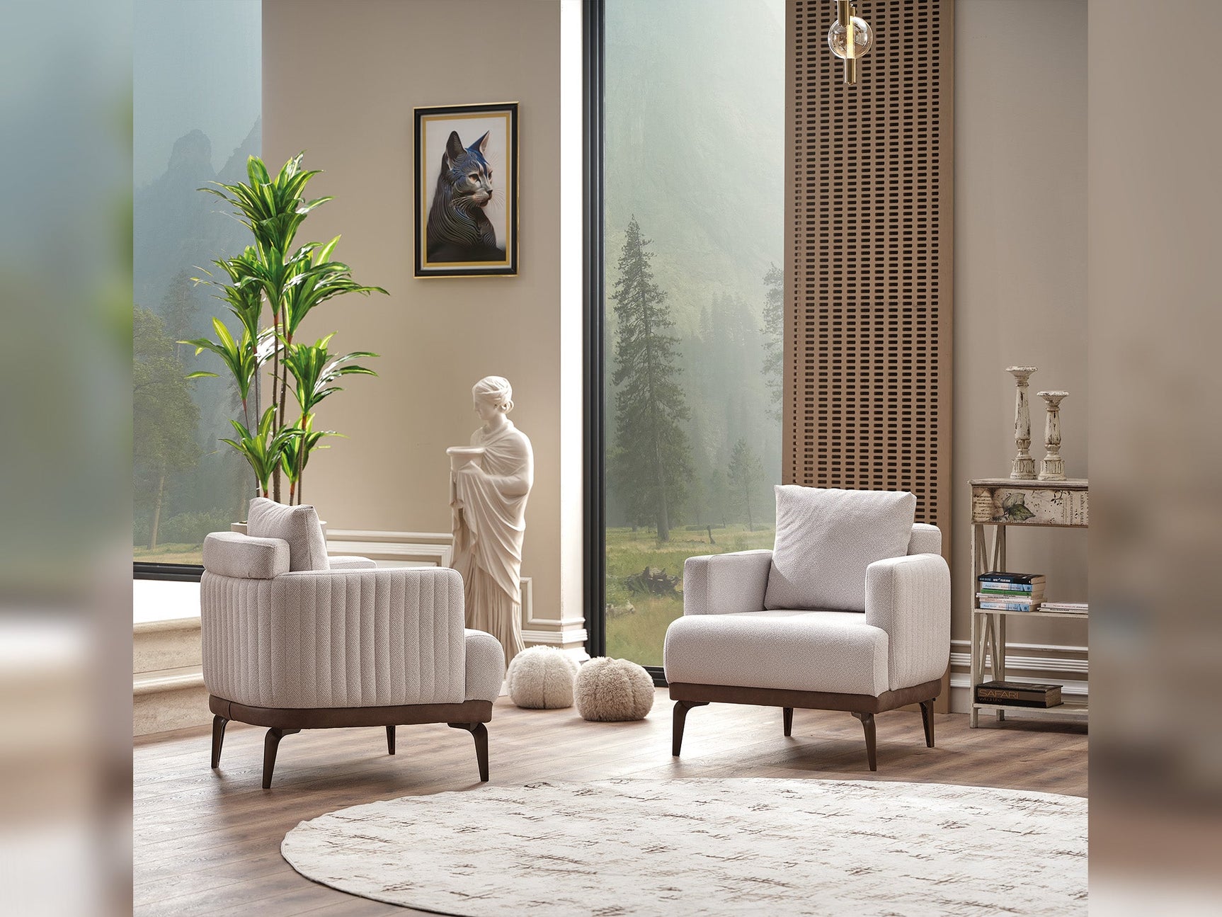 New Mood Cream 3-pieces (Sofa & Loveseat & Chair) Living Room Set