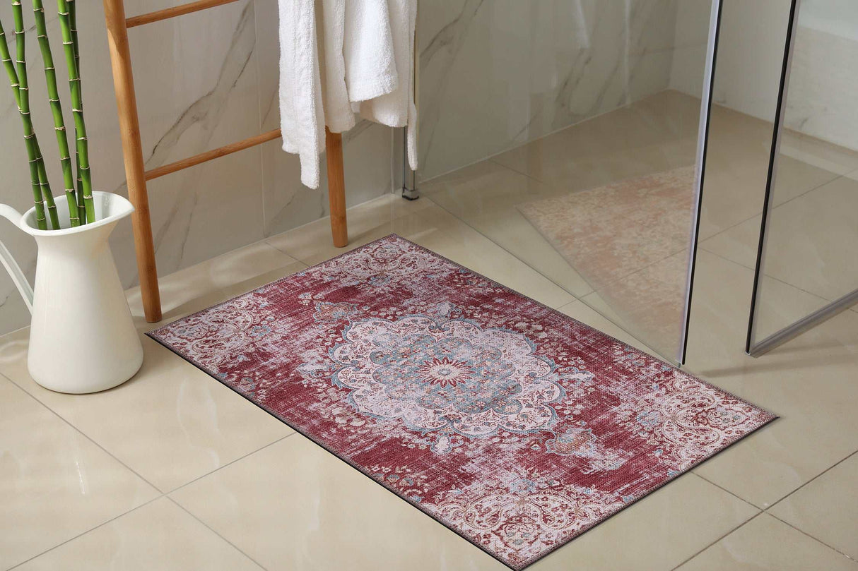 Rain Rust Red Modern Bohemian NonSlip Indoor Area Rugs - Ornate Home