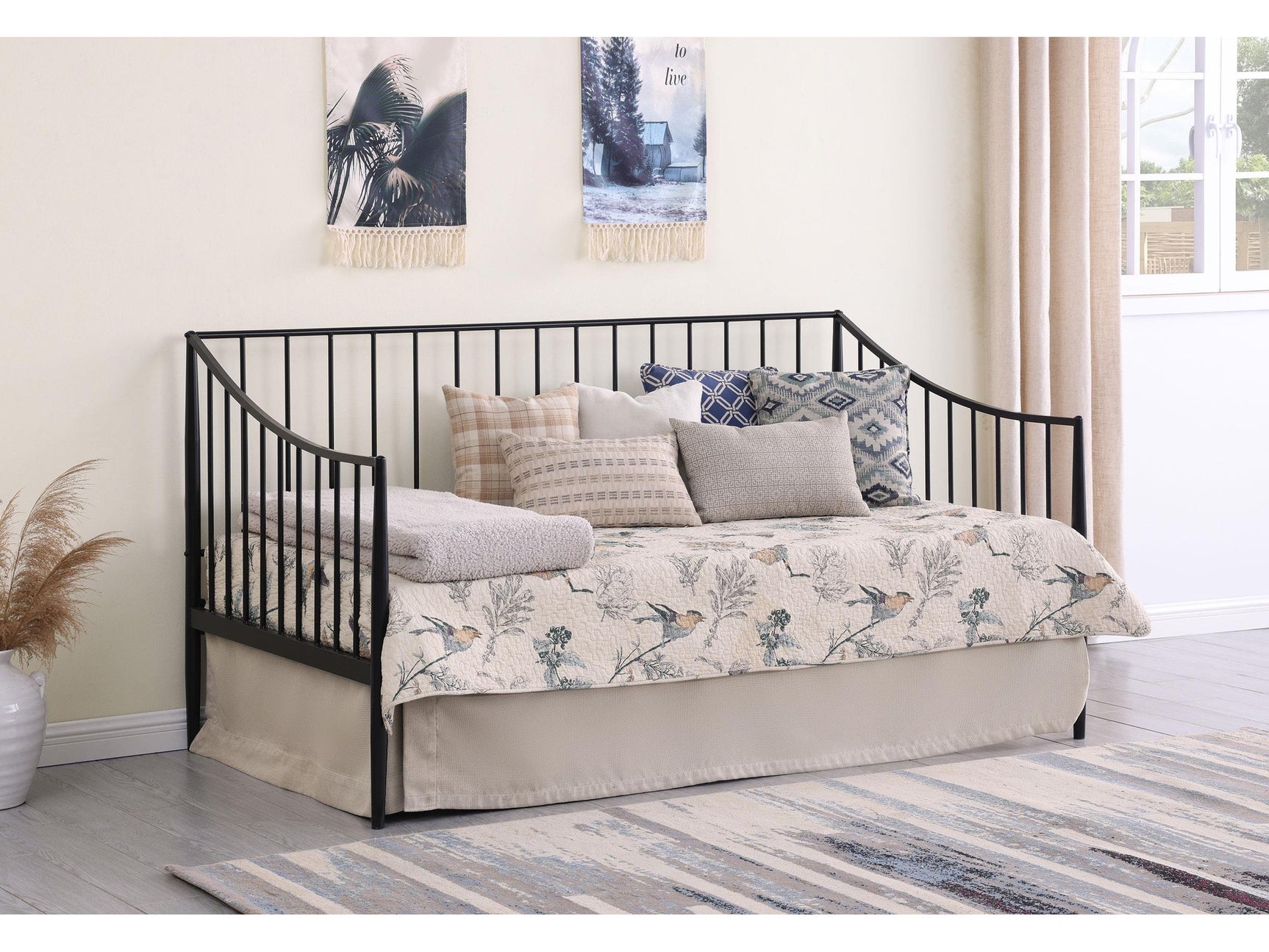 Newbury Matte Black Metal Twin Daybed Bed Frame - Ornate Home