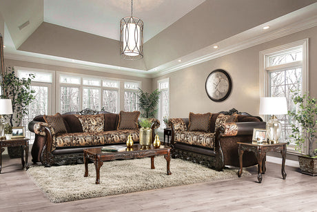 Newdale Brown/Gold Loveseat - Ornate Home