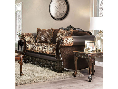 Newdale Brown/Gold Loveseat - Ornate Home