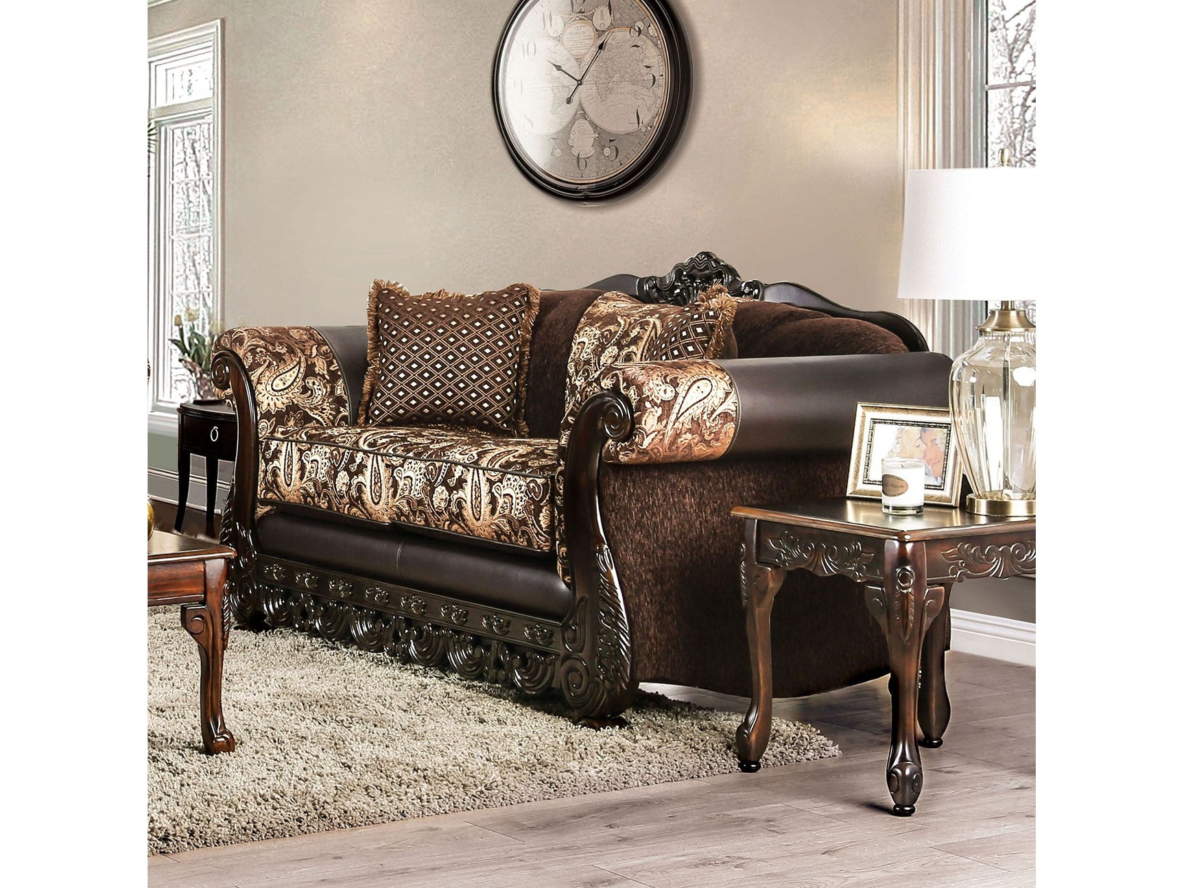 Newdale Brown/Gold Sofa & Loveseat - Ornate Home