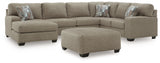 Newellen Hemp 3-Piece Sectional and Oversized Ottoman (Online Special Price) - Ornate Home
