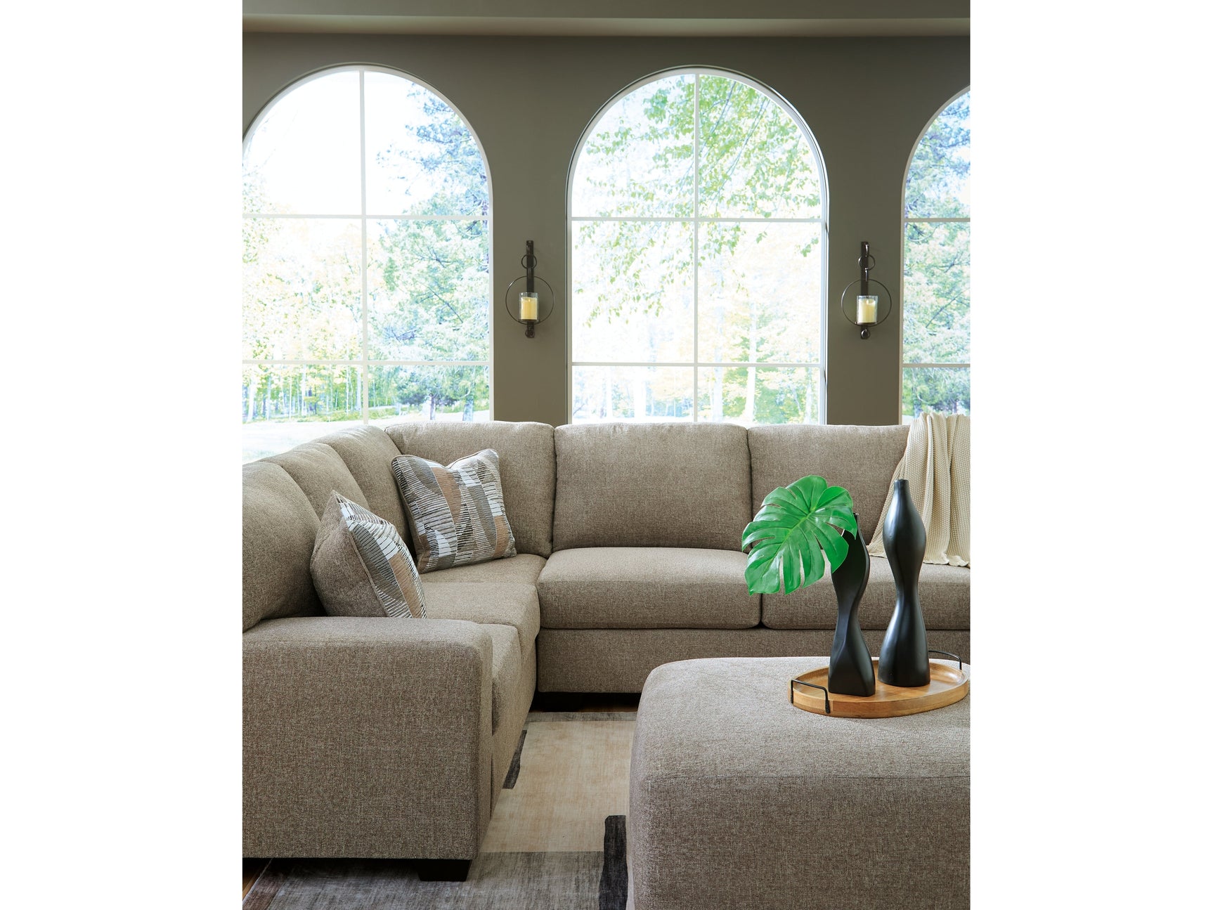 Newellen Hemp 3-Piece Sectional and Oversized Ottoman (Online Special Price) - Ornate Home