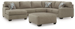 Newellen Hemp 3-Piece Sectional and Oversized Ottoman - Ornate Home