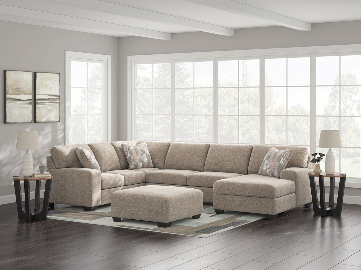 Newellen Hemp 3-Piece Sectional with Right Chaise - Ornate Home