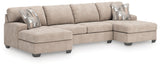 Newellen Hemp 3-Piece Sleeper Sectional with Double Chaise (Online Special Price) - Ornate Home