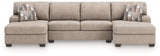Newellen Hemp 3-Piece Sleeper Sectional with Double Chaise (Online Special Price) - Ornate Home