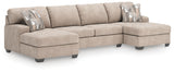 Newellen Hemp 3-Piece Sleeper Sectional with Double Chaise - Ornate Home