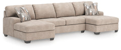 Newellen Hemp 3-Piece Sleeper Sectional with Double Chaise - Ornate Home