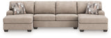 Newellen Hemp 3-Piece Sleeper Sectional with Double Chaise - Ornate Home