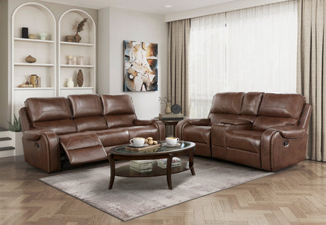 Newnan Brown  Double Glider Reclining Loveseat - Ornate Home