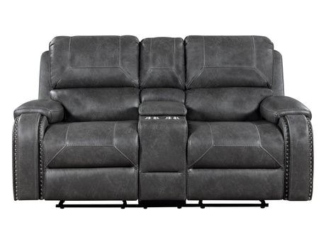 Newnan Gray Double Glider Reclining Loveseat - Ornate Home