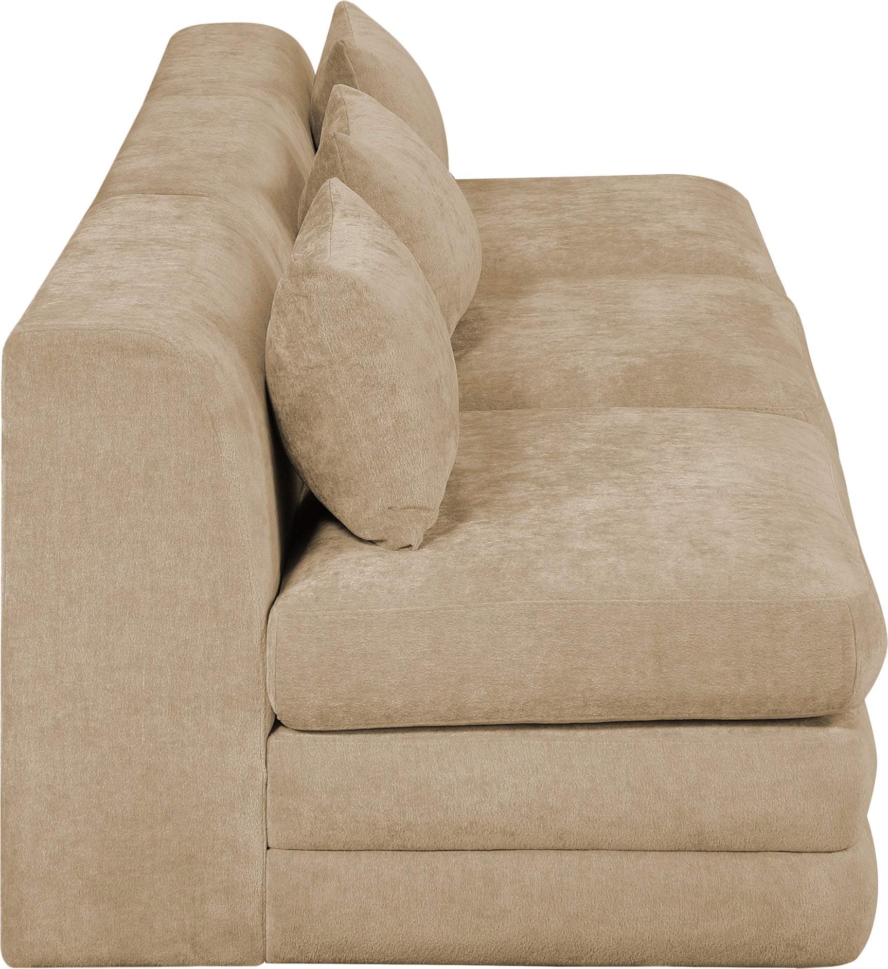 Newport Beige 114" Chenille Fabric Upholstered 3-Piece Armless Modular Sofa - Ornate Home