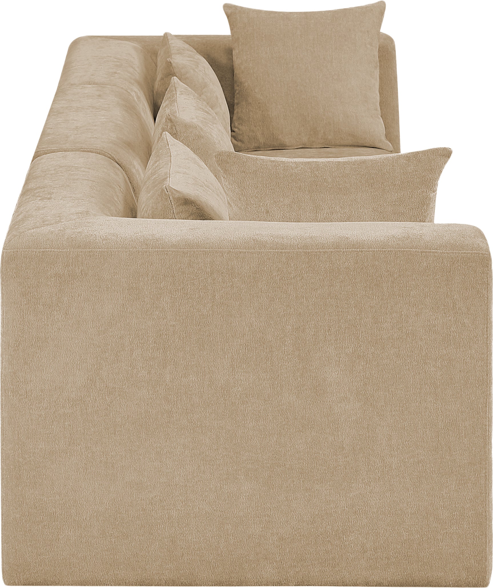 Newport Beige 114" Chenille Fabric Upholstered 3-Piece Modular Sofa - Ornate Home