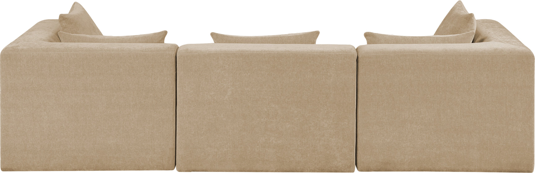 Newport Beige 114" Chenille Fabric Upholstered 3-Piece Modular Sofa - Ornate Home