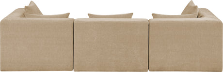 Newport Beige 114" Chenille Fabric Upholstered 3-Piece Modular Sofa - Ornate Home