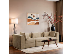 Newport Beige 114" Chenille Fabric Upholstered 3-Piece Modular Sofa - Ornate Home