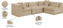 Newport Beige 114" Chenille Fabric Upholstered 4-Piece L Shaped Modular Sectional - Ornate Home