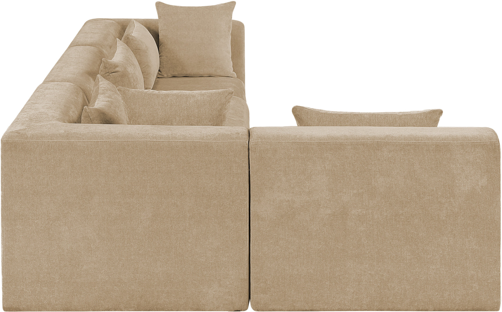 Newport Beige 114" Chenille Fabric Upholstered 4-Piece L Shaped Modular Sectional - Ornate Home